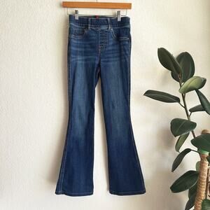 Spanx Pull-On Flare Jeans XS Dark Wash Blue Stretch Boho Slimming Comfort